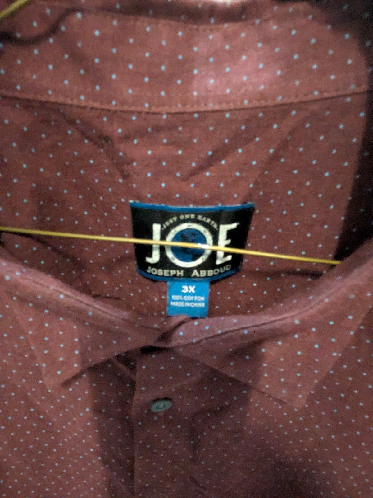 JOE Joseph Abboud Men’s 3X Button-Up Shirt Burgundy/Blue Polka Dot Cotton LS