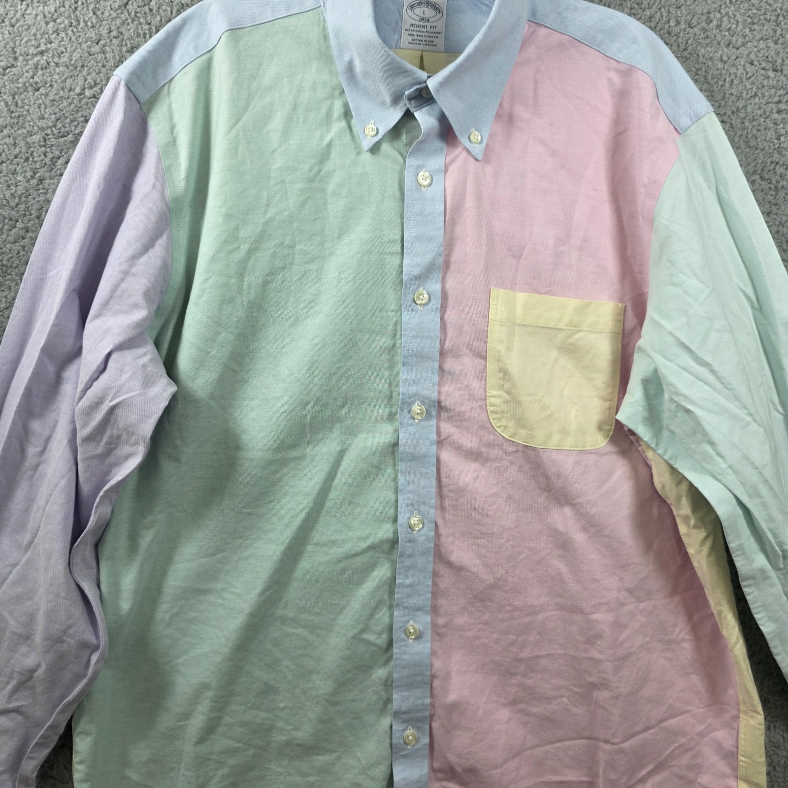 Brooks Brothers Men’s Multicolor Colorblock Long Sleeve Non Iron Size L
