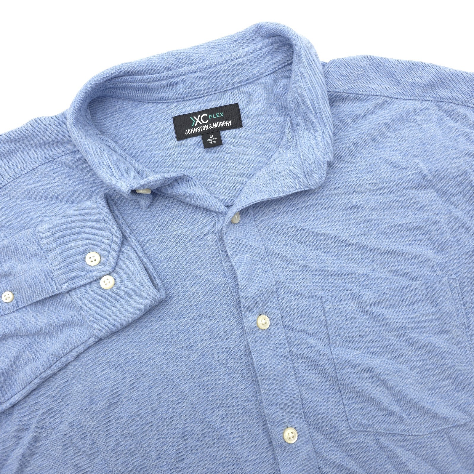 Johnston Murphy XC Flex Shirt Men’s Medium Blue Long Sleeve Button Down