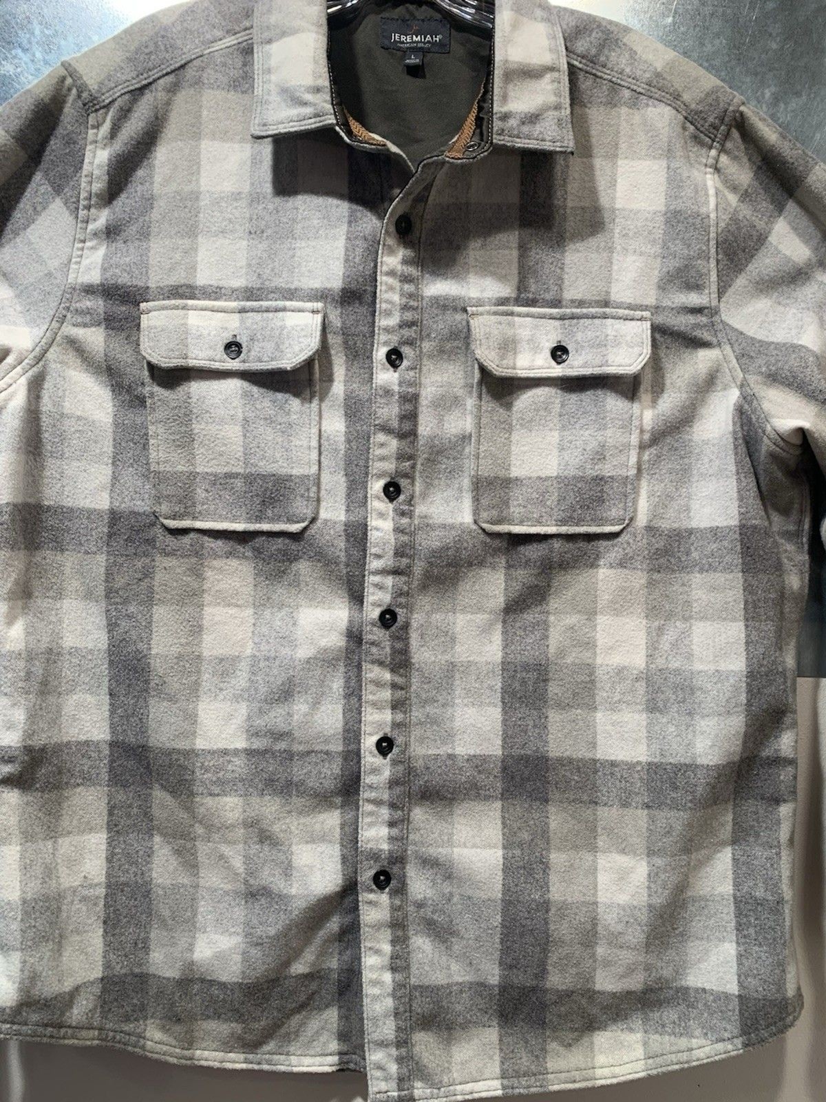 Jeremiah American Legacy Gray Plaid Flannel Wool Blend Shirt/Jacket Large