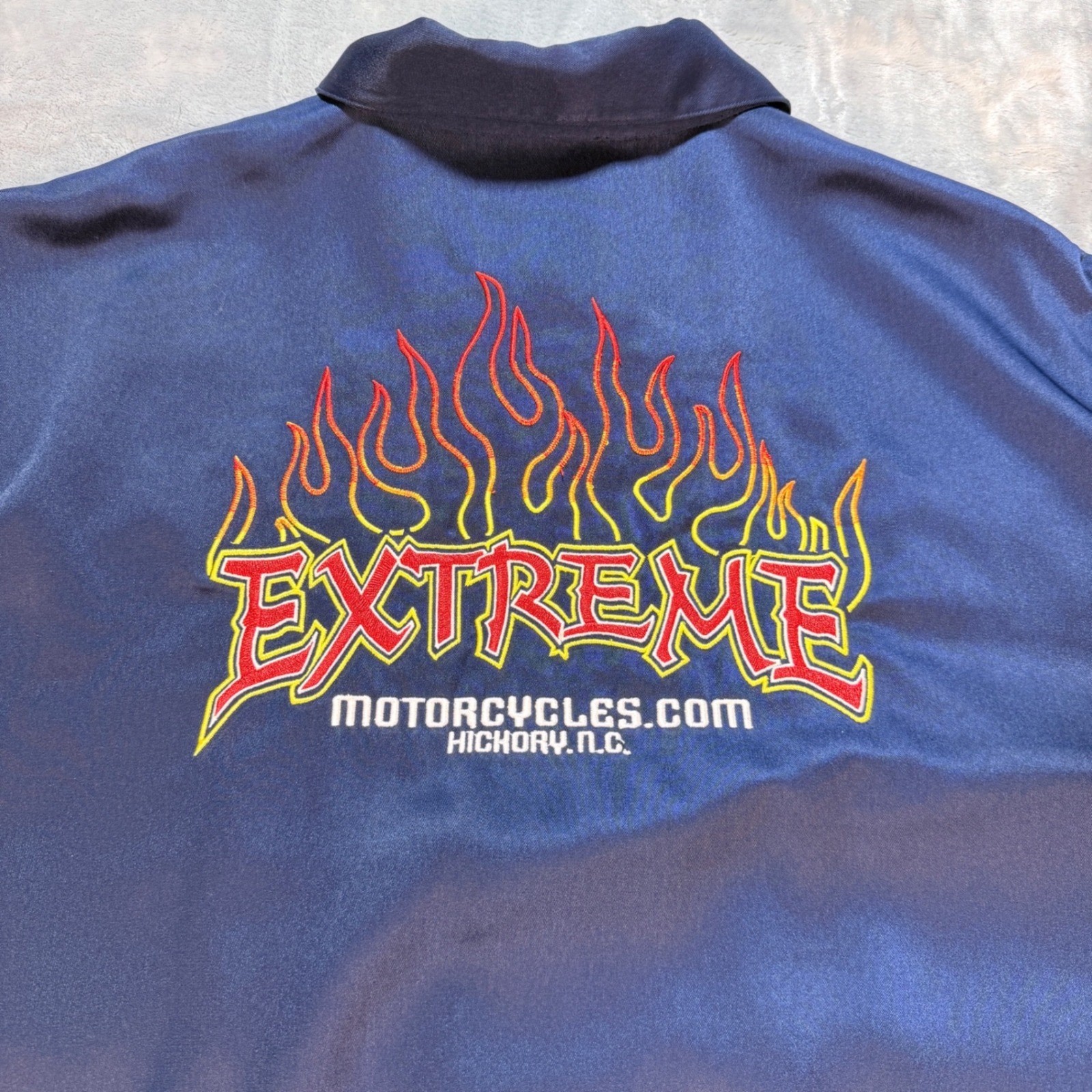 Dragonfly Clothing Company XXL Navy Blue Extreme Motorcycles Button Up Shirt