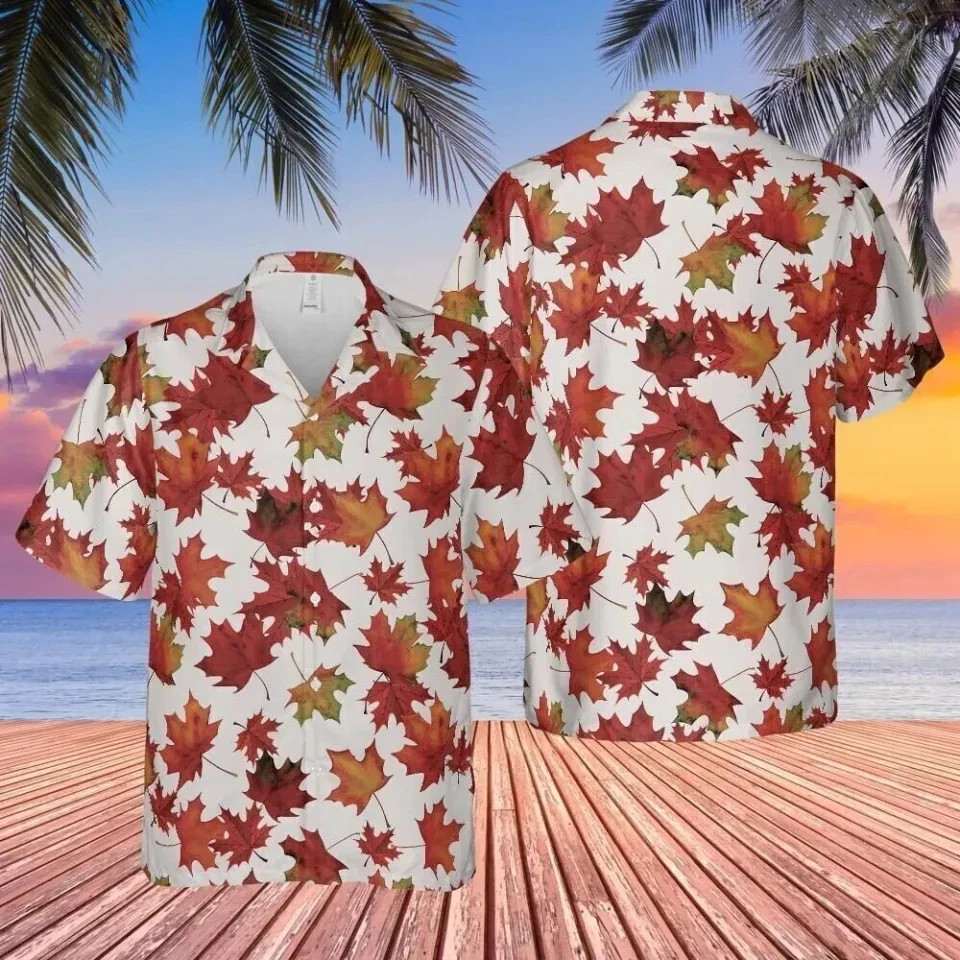Fall Leaf Summer Hawaiian Shirt, Gift For Friends