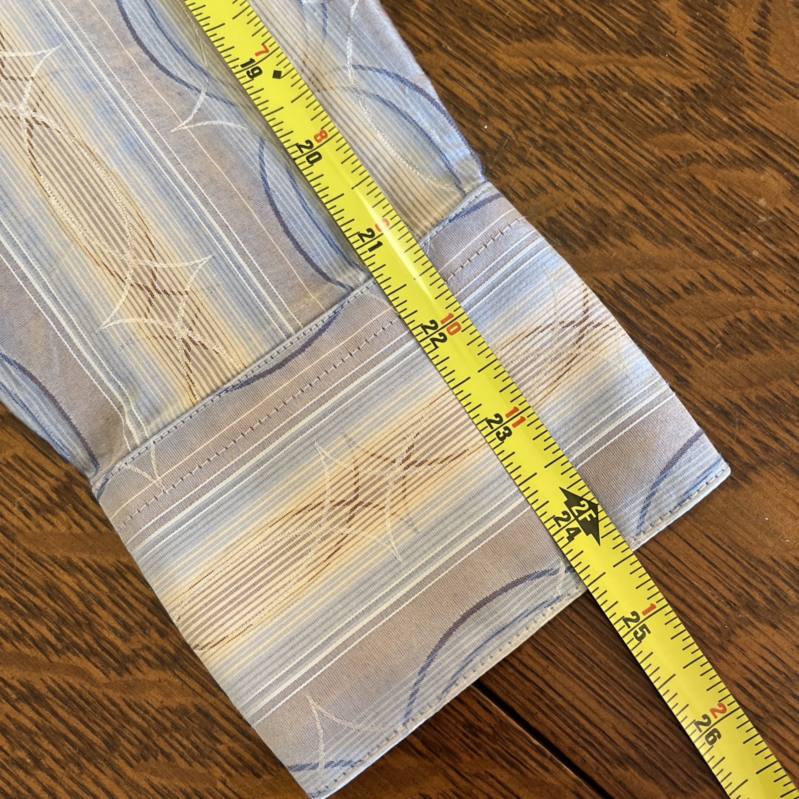 Jhane Barnes Shirt Mens Sz M Silk Cotton Blend Button Up Lt Blue Tan Geometric
