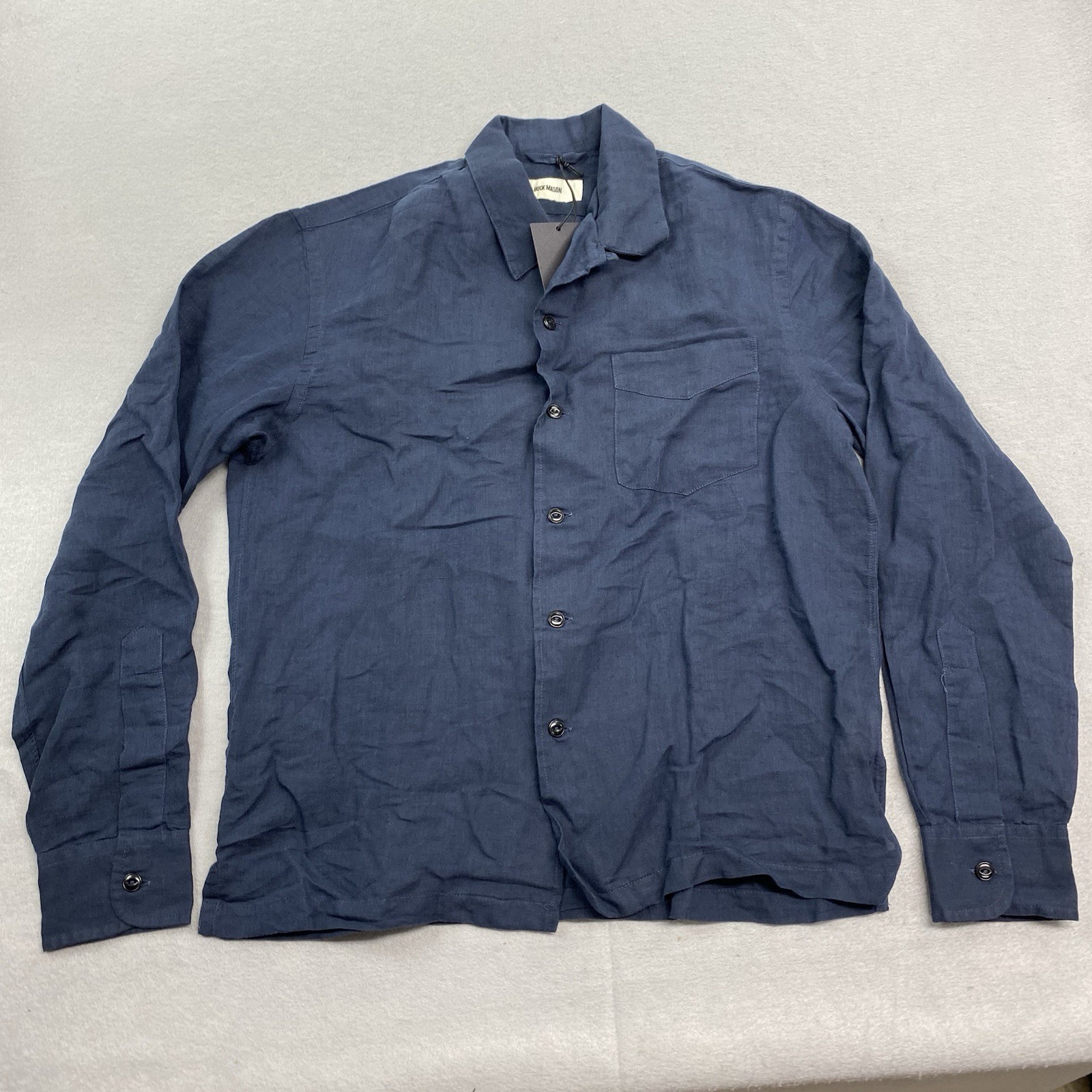 Buck Mason Shirt Mens Extra Small Ocean Breeze Cotton Linen Camp Shirt Button Up