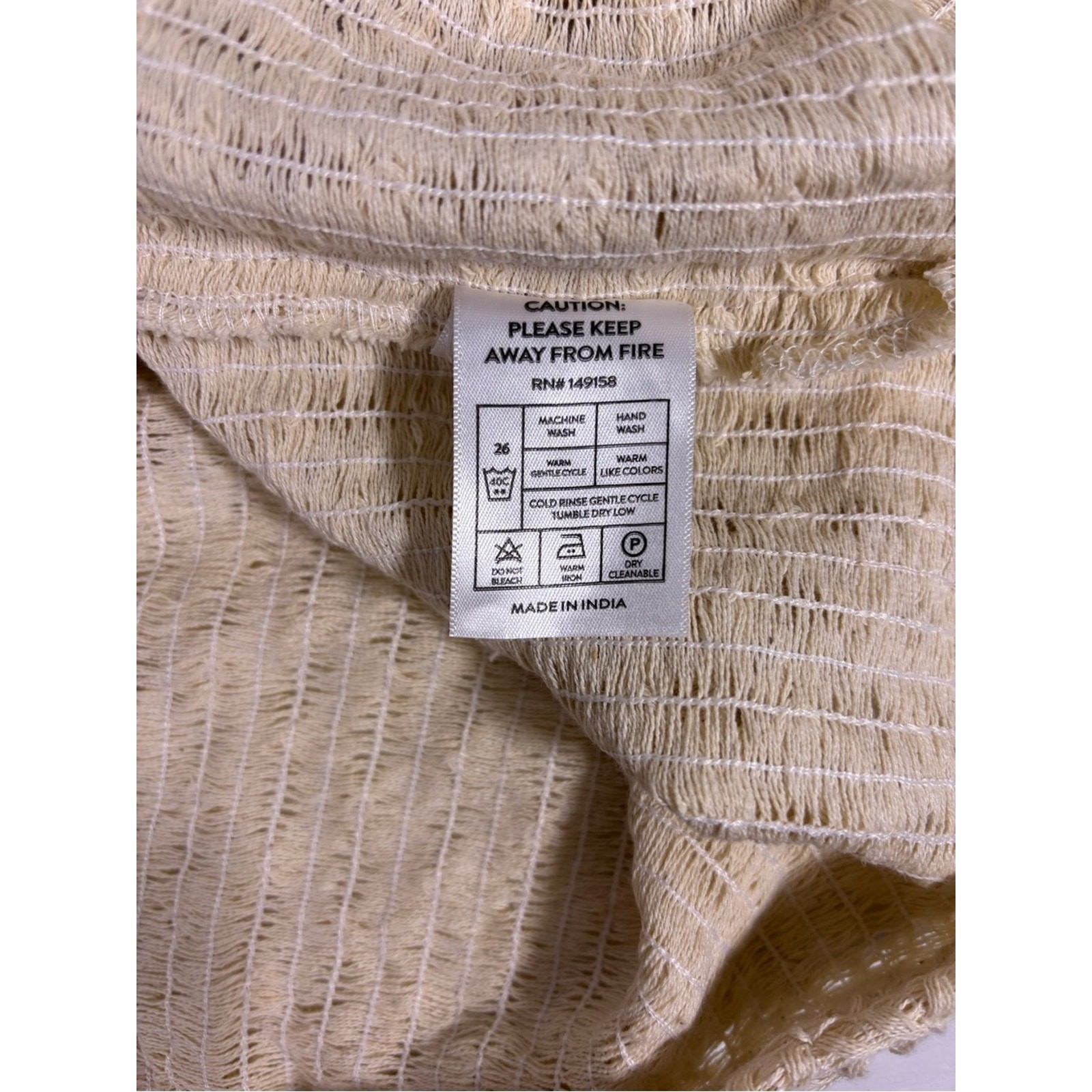 NWT Lark & Owl Crochet Button Up Shirt Cream Camp Collar Textured Boho Coastal M