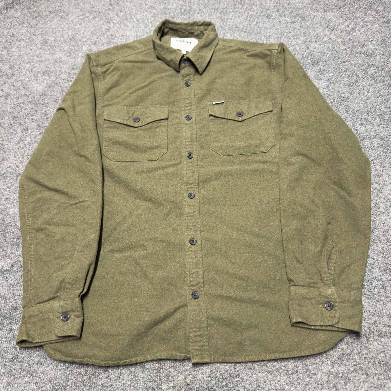 Carhartt WIP Men Medium Olive Green Long Sleeve Button Down Utility Shirt