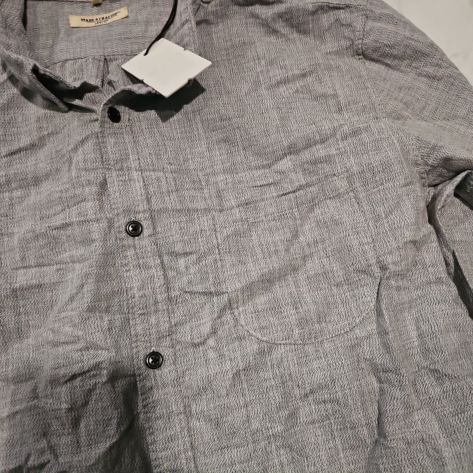 NEW LEVIS MADE AND CRAFTED GRAY POCKET BUTTON DRESS SHIRT 3 LARGE
