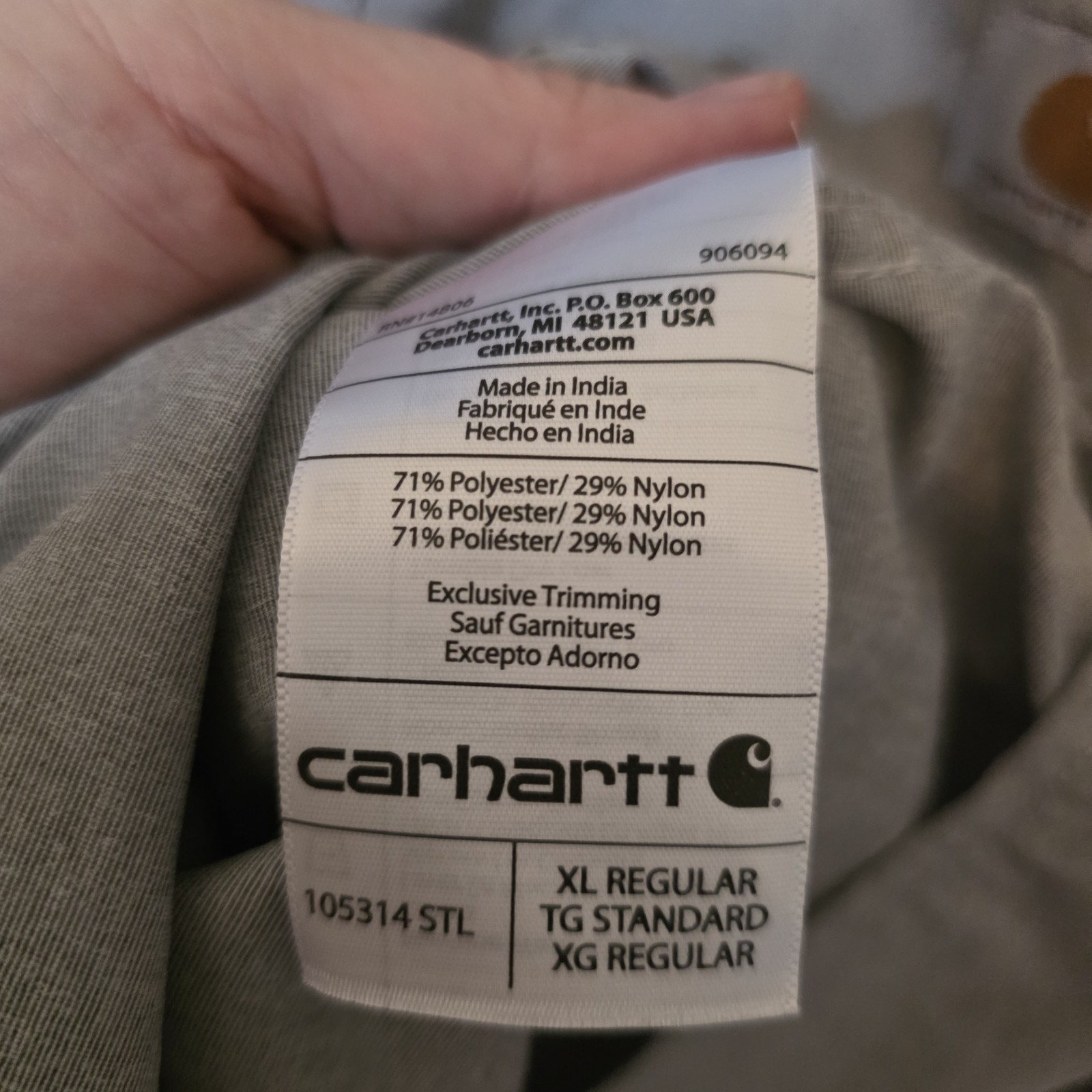 Carhartt Shirt Men’s Size XL Light Gray Force Relaxed Fit Performance Vented