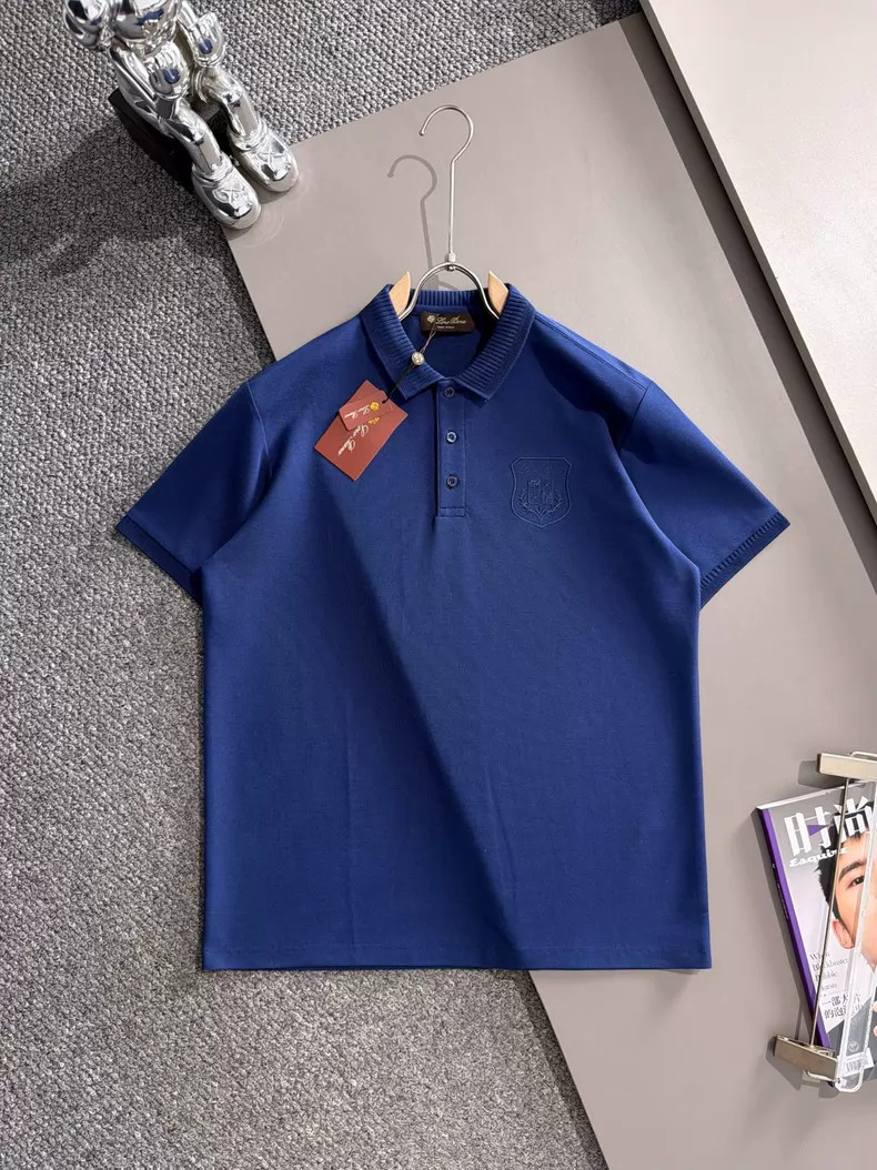 Loro Piana Blue Cotton Short Sleeve Polo Shirt Men Casual XL