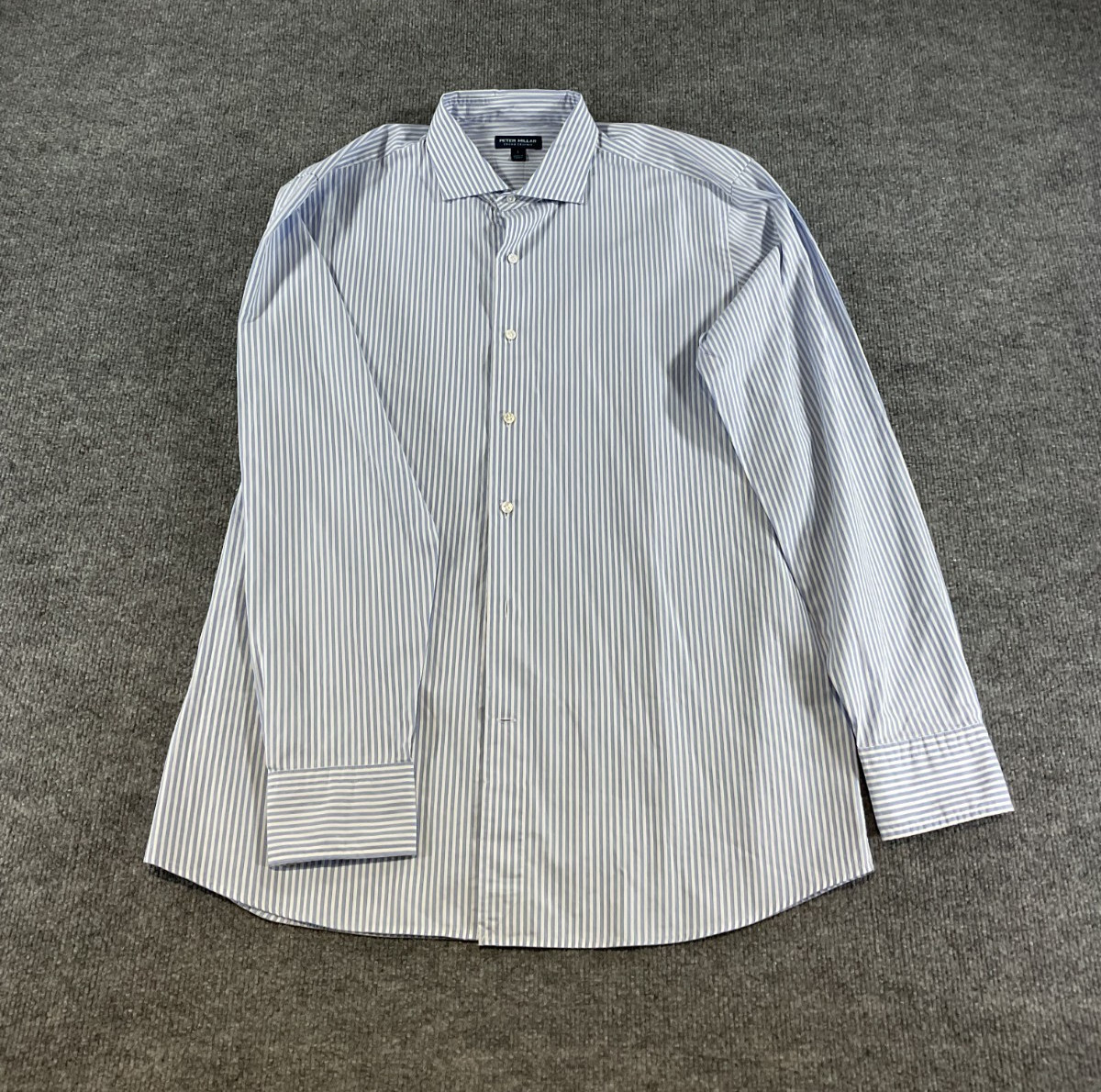 Peter Millar Crown Crafted Men’s Large Blue Stripe Dress Shirt % Cotton Button U