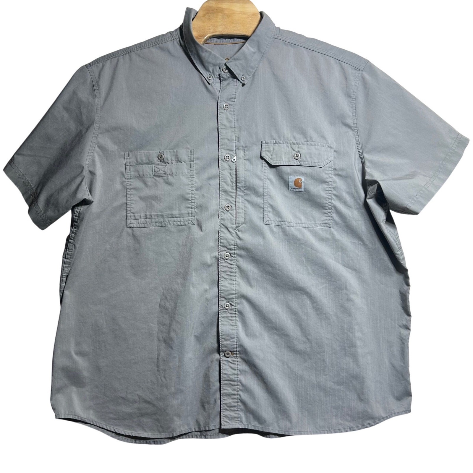 Carhartt Force Ridgefield Men 4XL Gray Ripstop Short Sleeve Ventilated Shirt