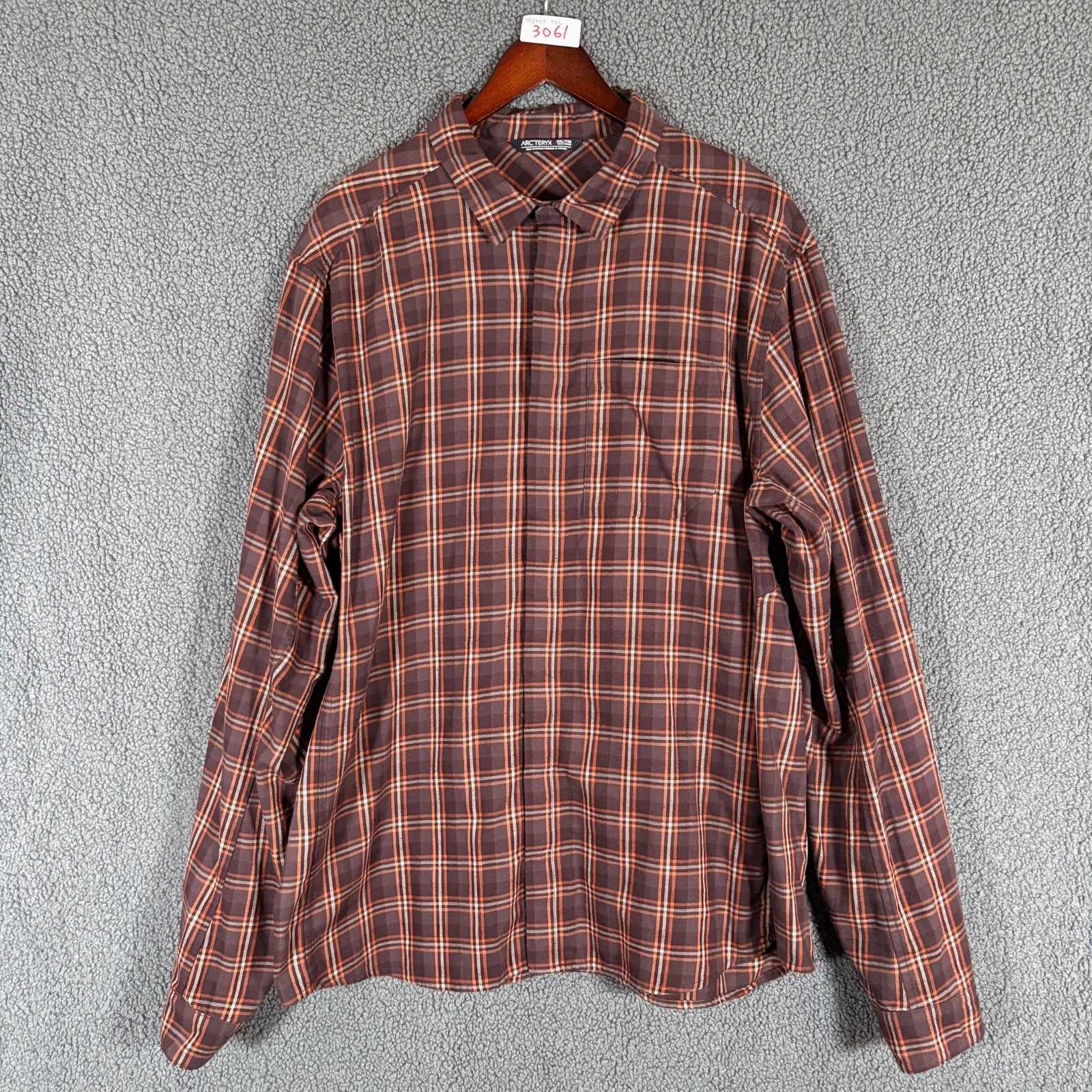 Arc’teryx Bernal Flannel Long Sleeve Snap Button Shirt – Men’s Size XXL – Brown