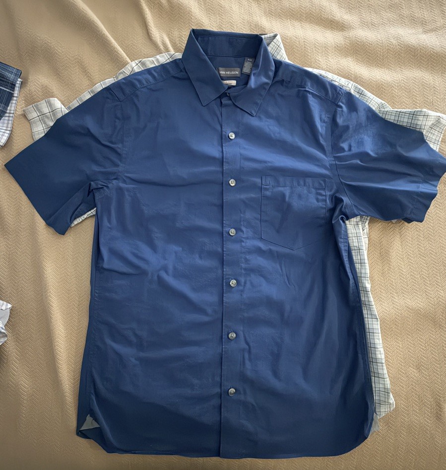 Van Heusen Short Sleeve Shirts Slim Fit Small Lot of 6