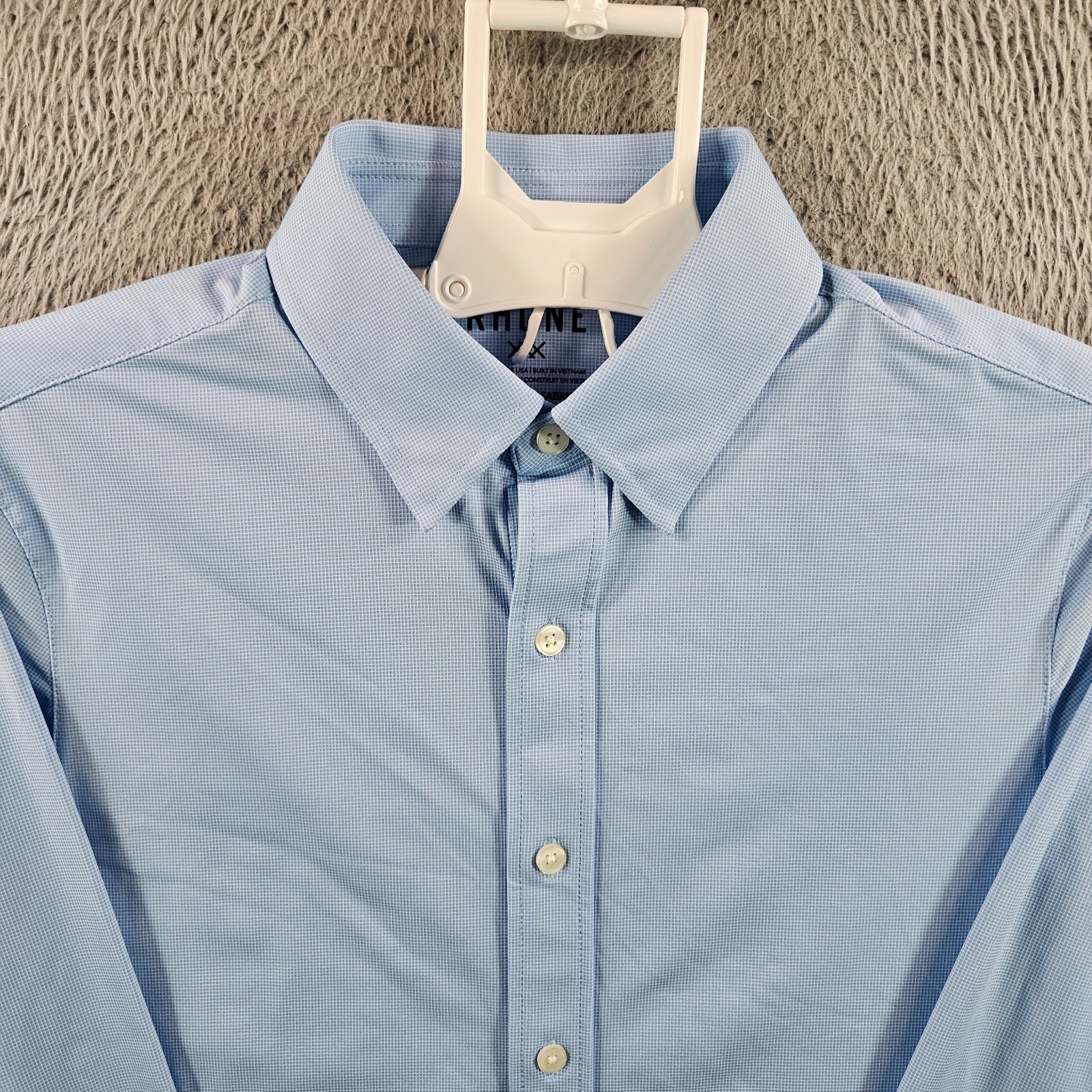 $138 NEW Rhone Commuter Dress Shirt Men Small Slim Fit Stretch Blue Plaid