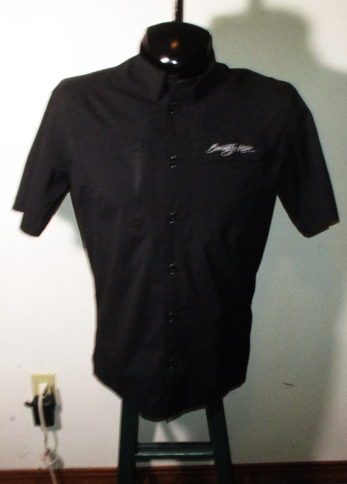 BARRETT JACKSON Black Nylon Short Sleeve Vented Shirt Men’s Size S/M