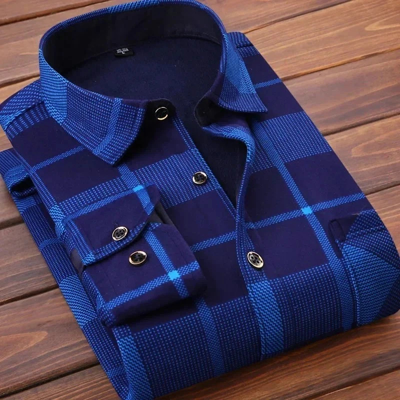 2026 Men’s Warm Plaid Shirt Autumn Winter Long Sleeve Casual Soft Flannel Shirts