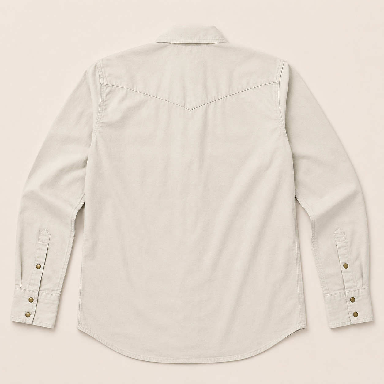Men’s Ecru Solid Long Sleeve Cowboy Western Snap Shirt