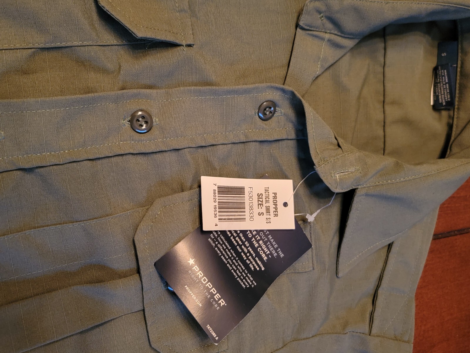 PROPPER Olive Drab Green Small Button Down Tactical Shirt 