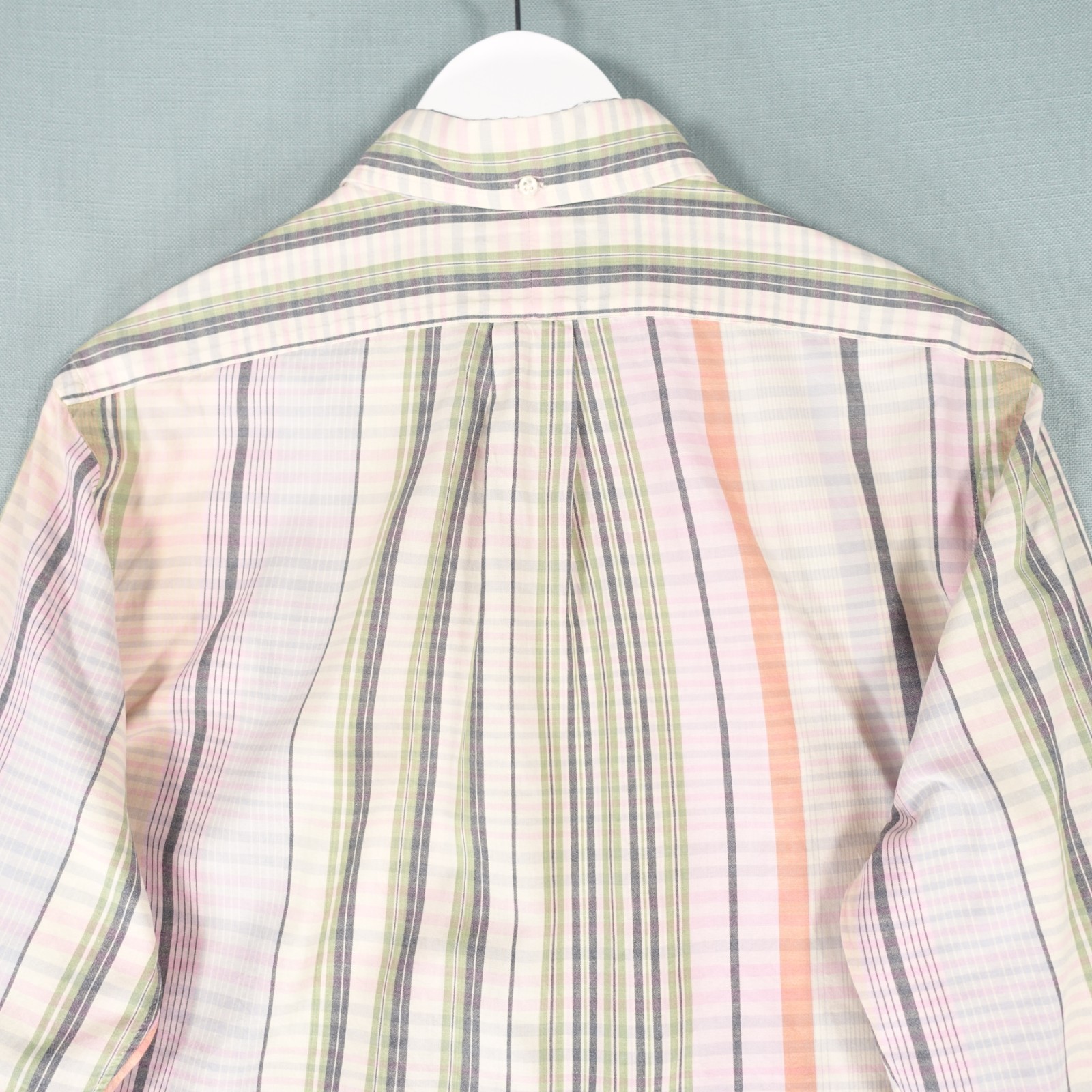 Vtg Polo Ralph Lauren Shirt Men Medium Pink Green Beige Custom Pony Button Down
