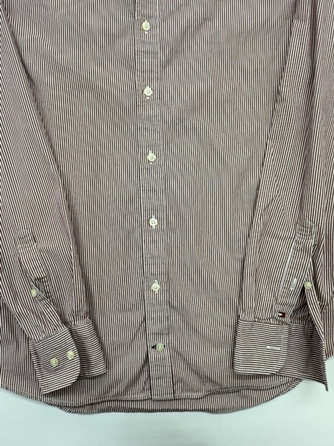 Tommy Hilfiger Men’s Brown Pinstripe Slim Fit Shirt Size L – Poplin