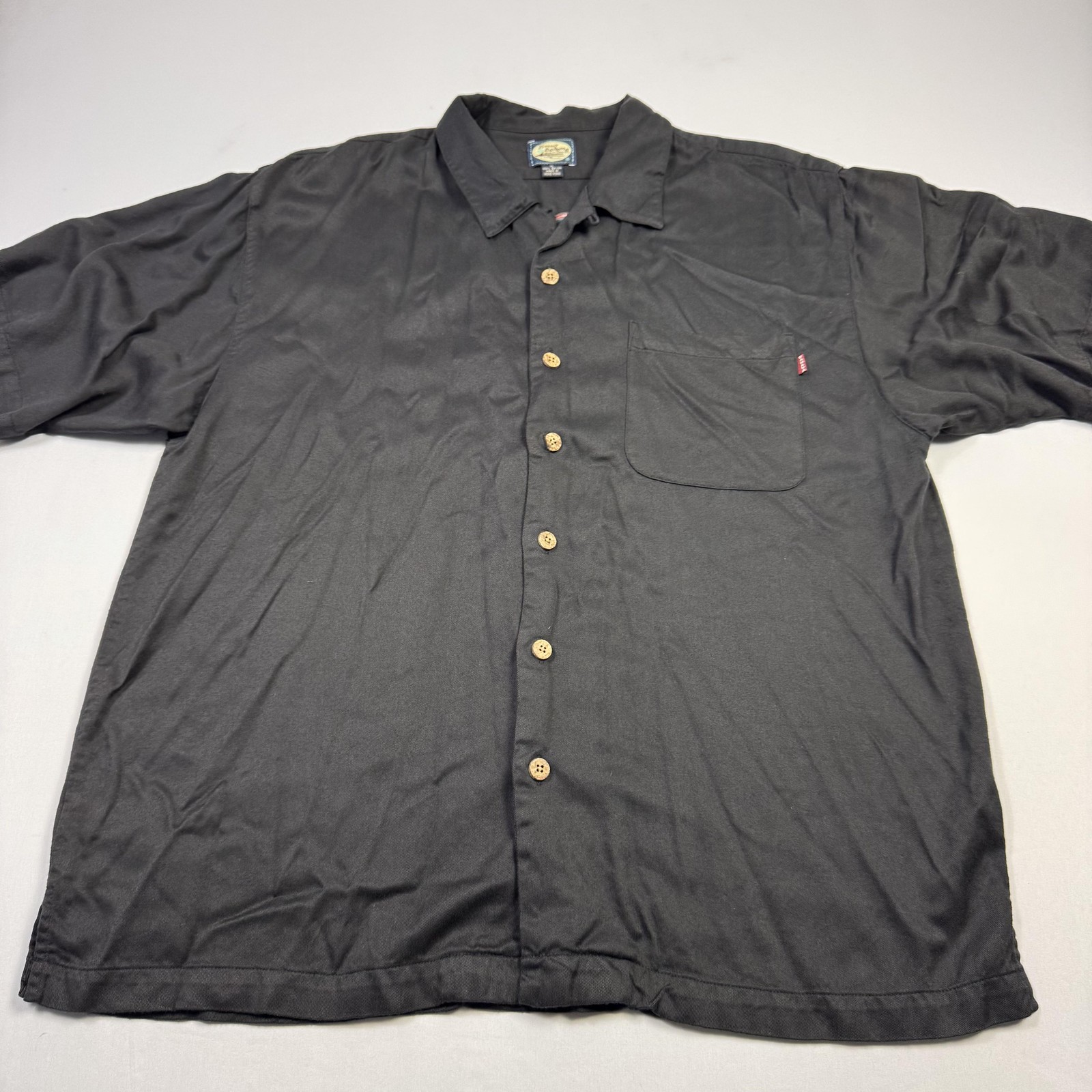 Tommy Bahama Shirt Mens XL Black Bar None Martini Embroidered Hawaiian Casual