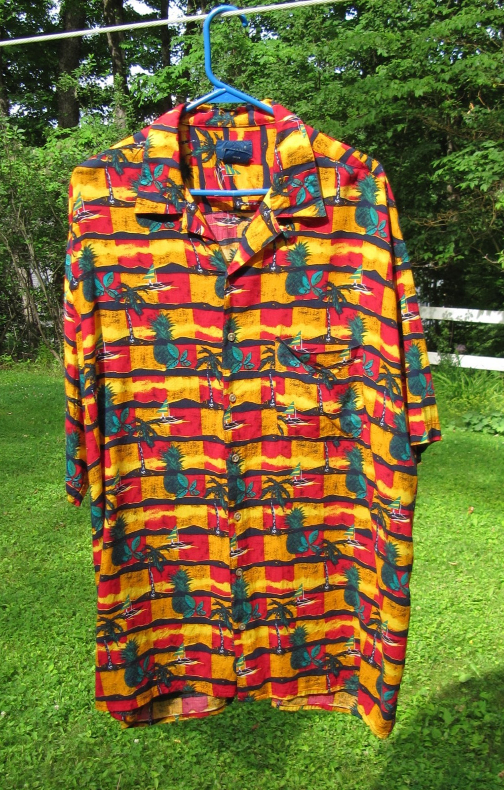 Vtg Towncraft Short Sleeve Button Front Hawaiian Camp Shirt Men’s Size XLT Tall