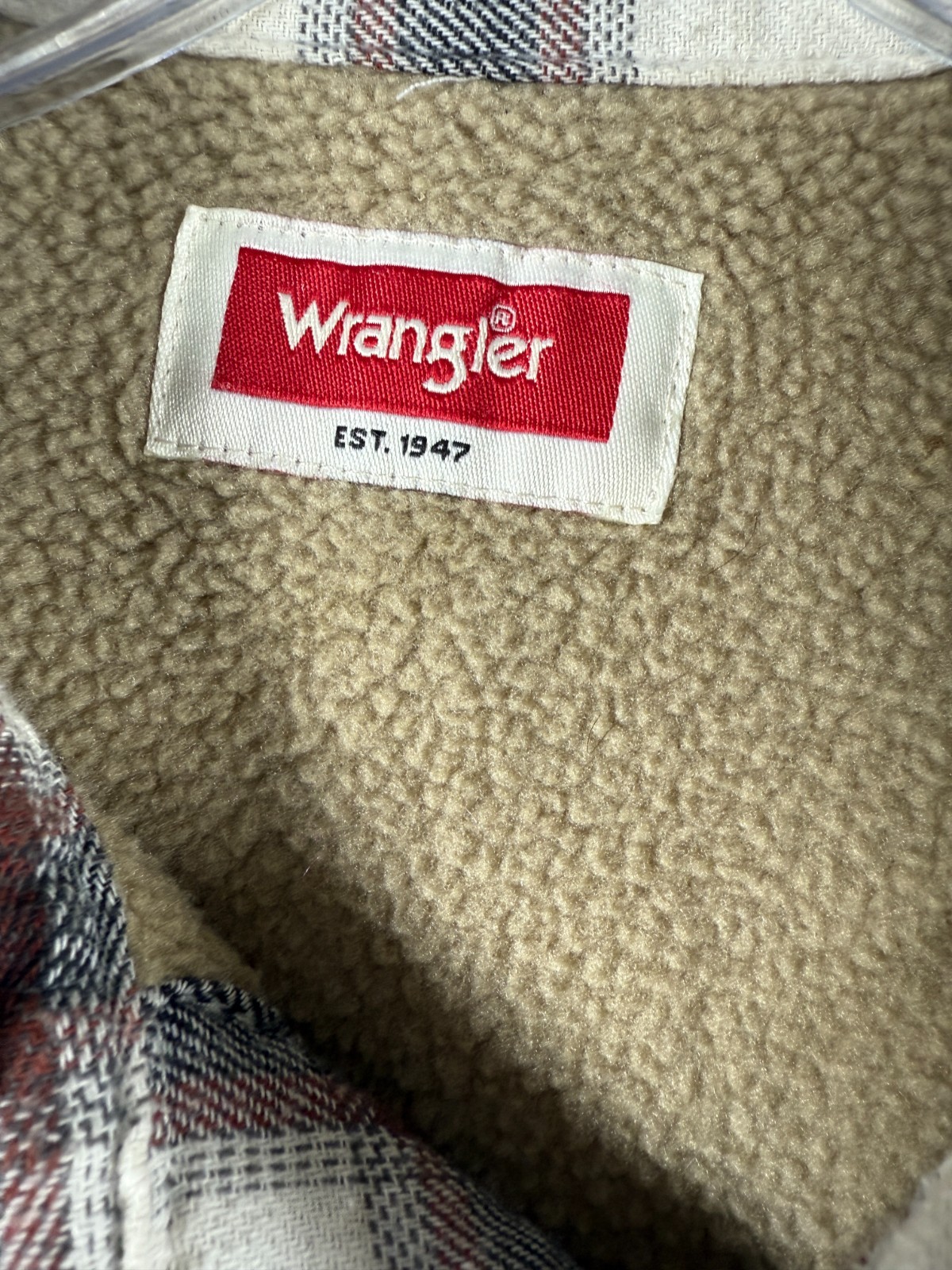 Wrangler Sherpa Lined Long Sleeve Heavyweight Button Plaid Shirt Mens Small