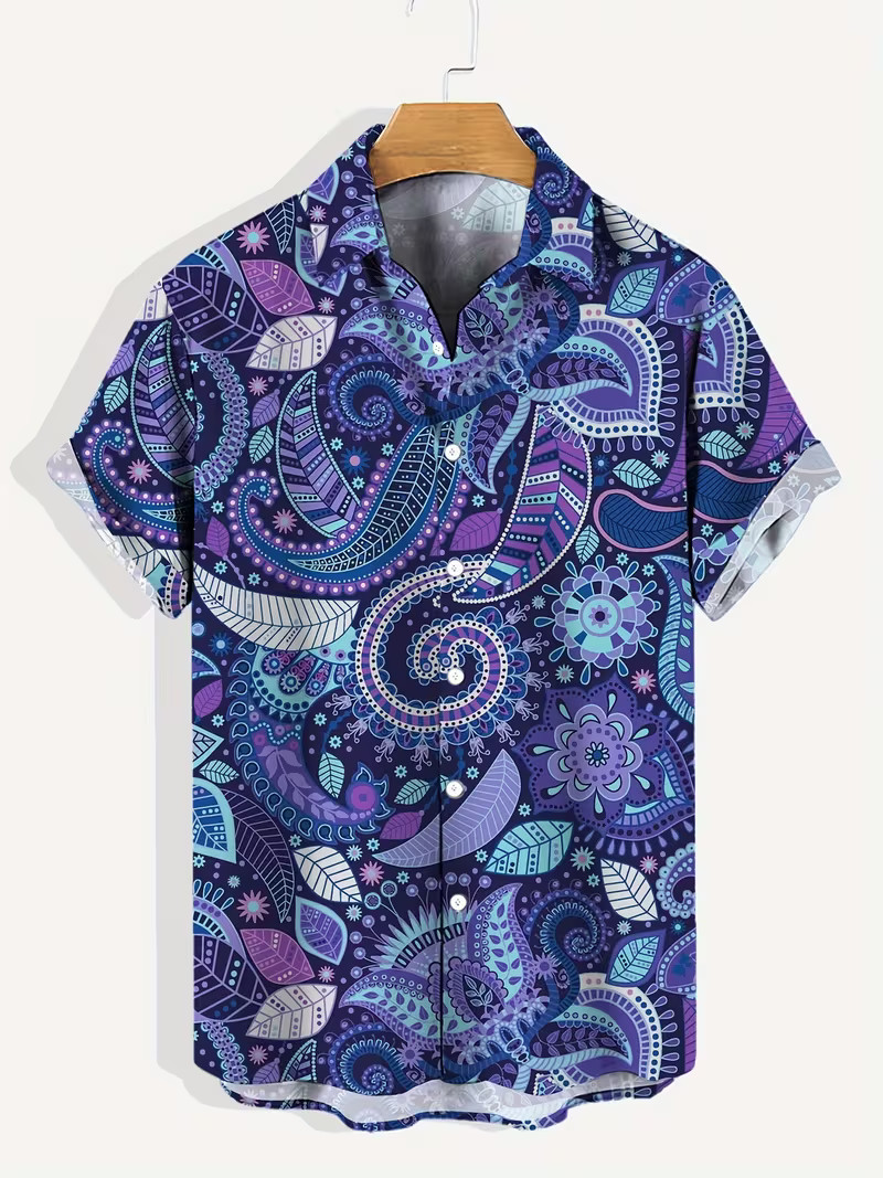 Paisley Patterned Hawaiian Shirt
