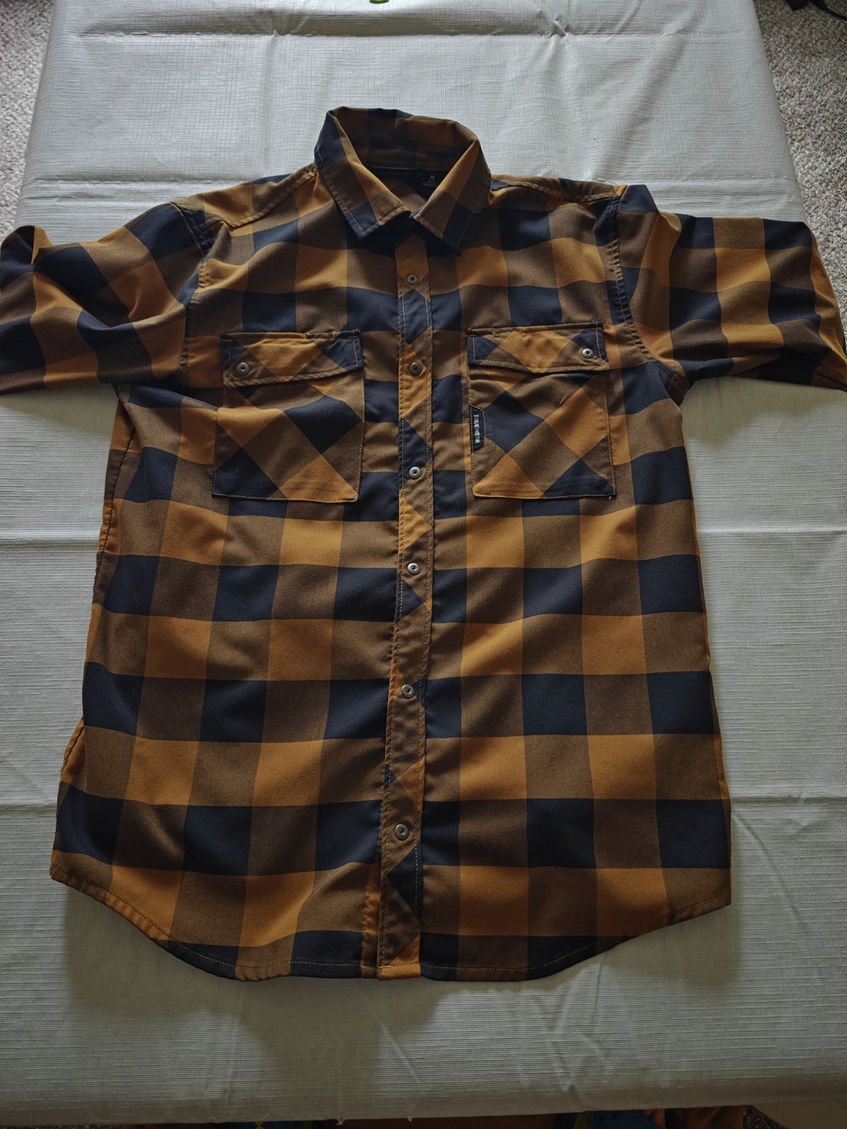 TrueWerk Tech Flannel Mens Medium Sand Check Long Sleeve