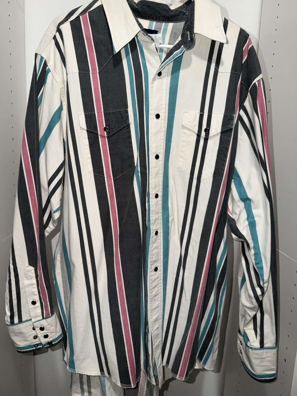Wrangler Men’s 4XL Big & Tall Western Striped Cotton Woven Button-Up Shirt
