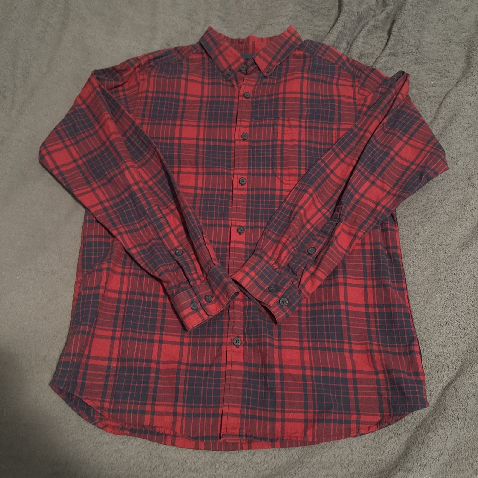 Columbia Red Plaid Flannel Shirt Mens Large Button Up Cotton Hiking Outdoor