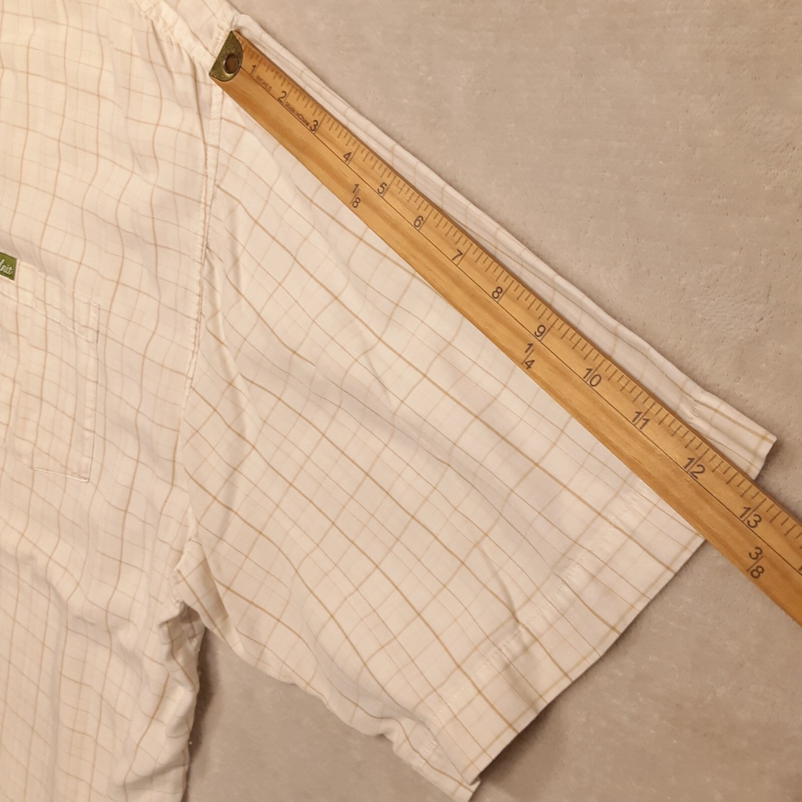 G-Unit Mens Short Sleeve Button Shirt Sz.3XL/Beige Plaid/Cotton