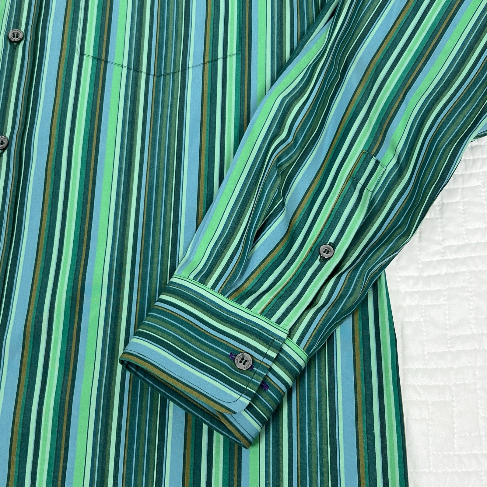 Vintage Paul Smith London Dress Shirt Multicolor Stripe Y2K Made In Italy 16/41