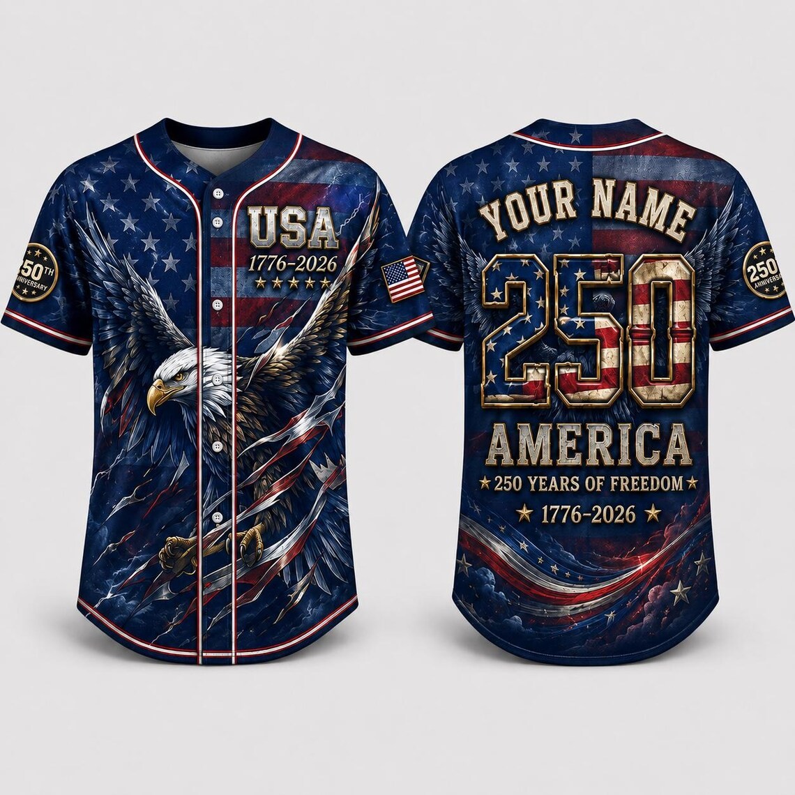 USA 250th Anniversary Baseball Jersey, Patriotic Eagle Shirt America Jers