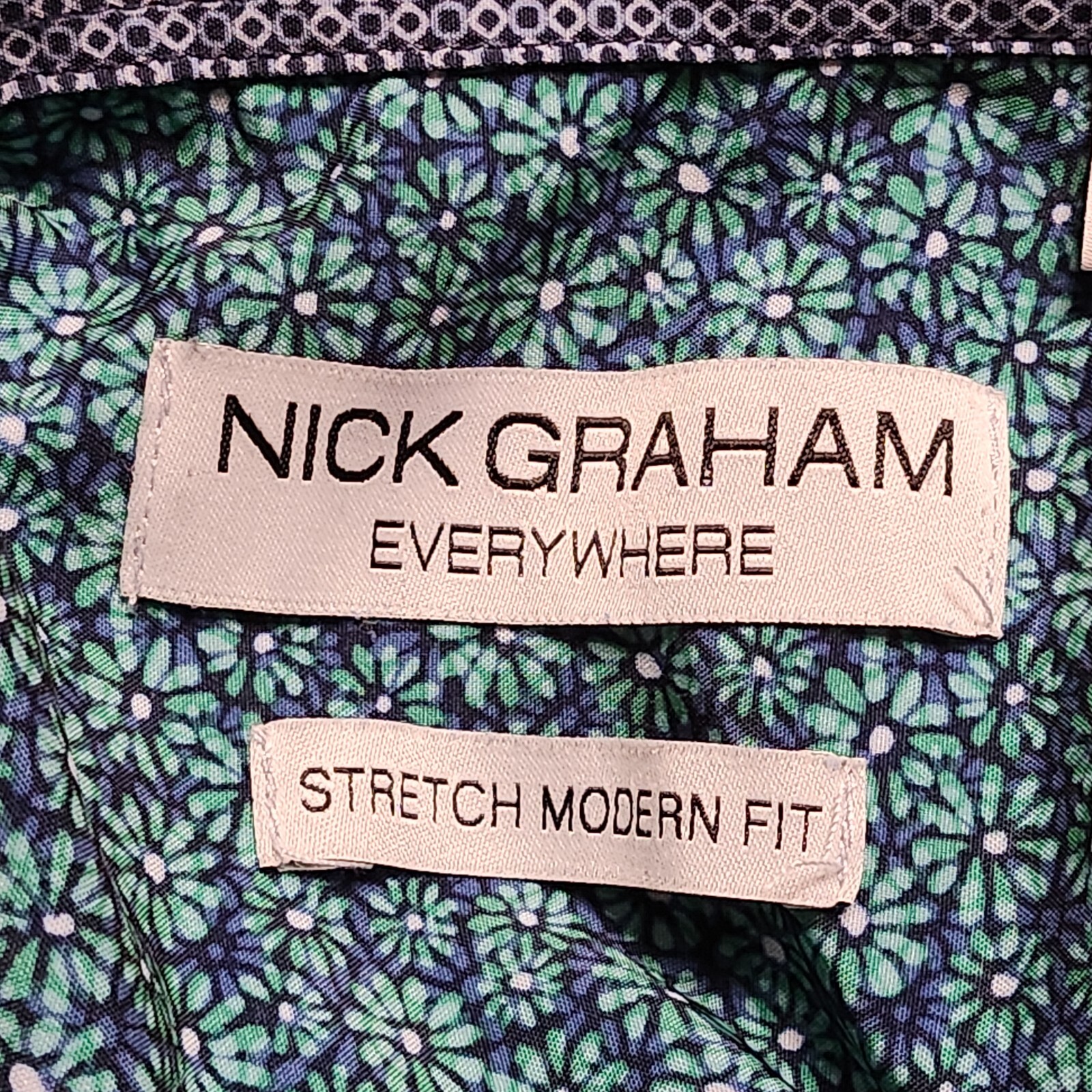 Nick Graham Everywhere Button Down Shirt Mens 2XL XXL Stretch Modern Fit Green
