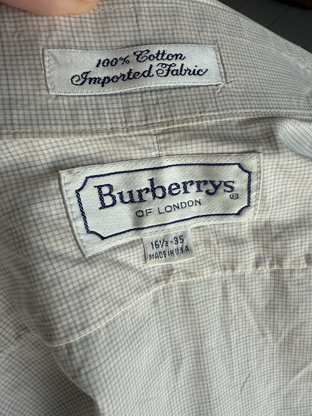 Vintage Burberrys of London Men’s zShirt 16.5-35 White Check Button Front