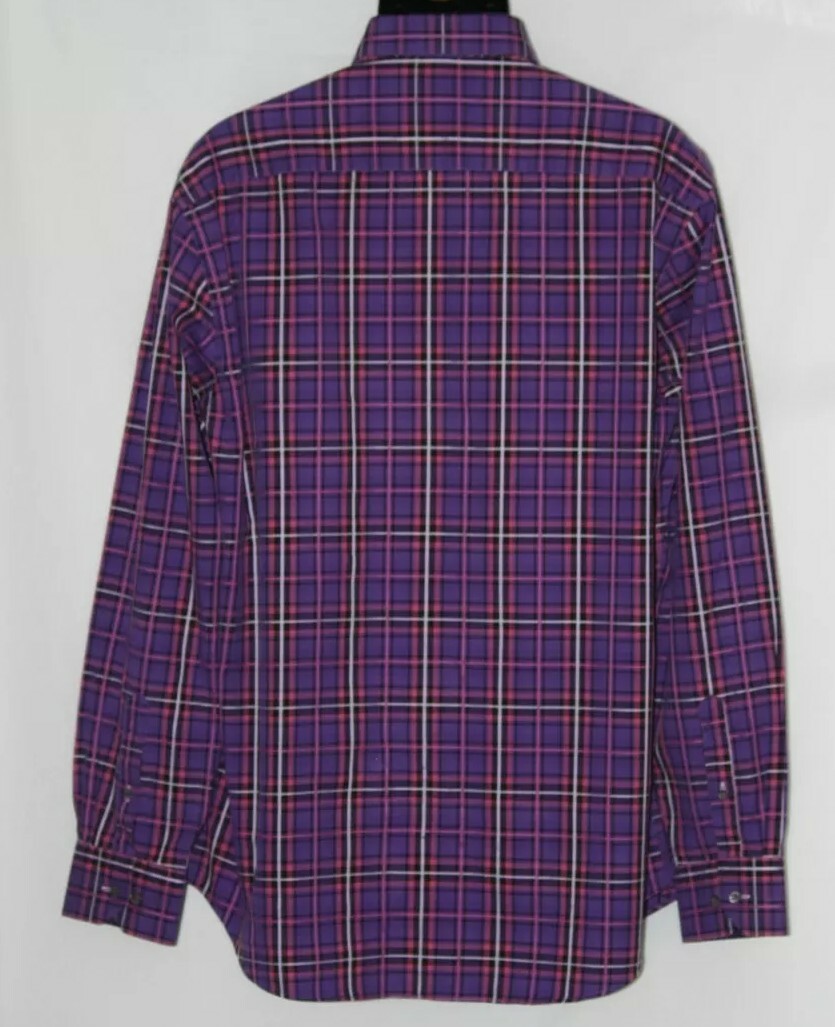 Bugatchi Uomo flip cuff plaid shirt w convertible cuffs Shaped Fit