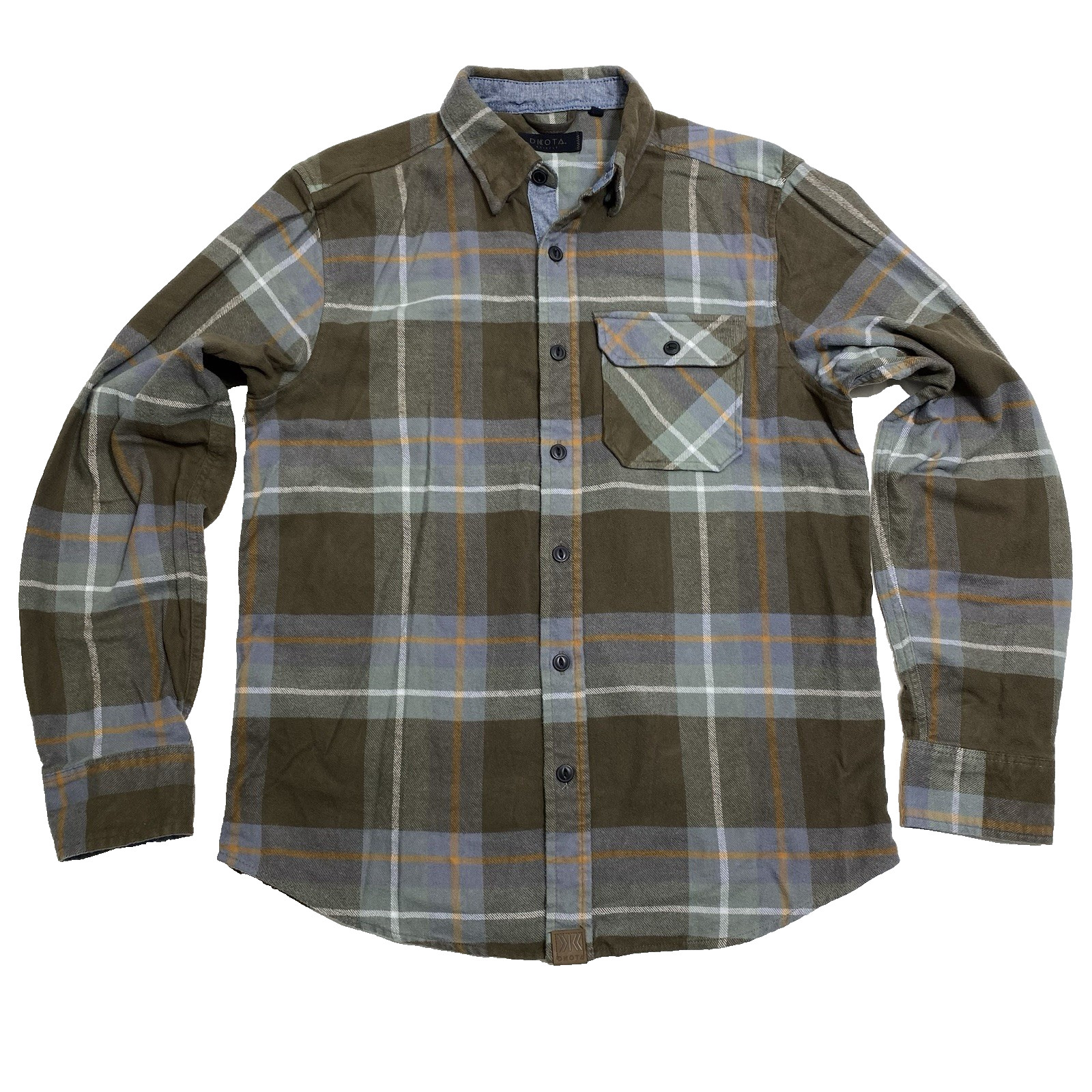 Dakota Grizzly Mens M Brown Plaid Flannel Shirt Button Front Cotton Long Sleeve