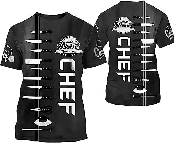 Personalized Chef Shirt 3D All Over Printing, Black Chef 3D Chef Shirt, Master C