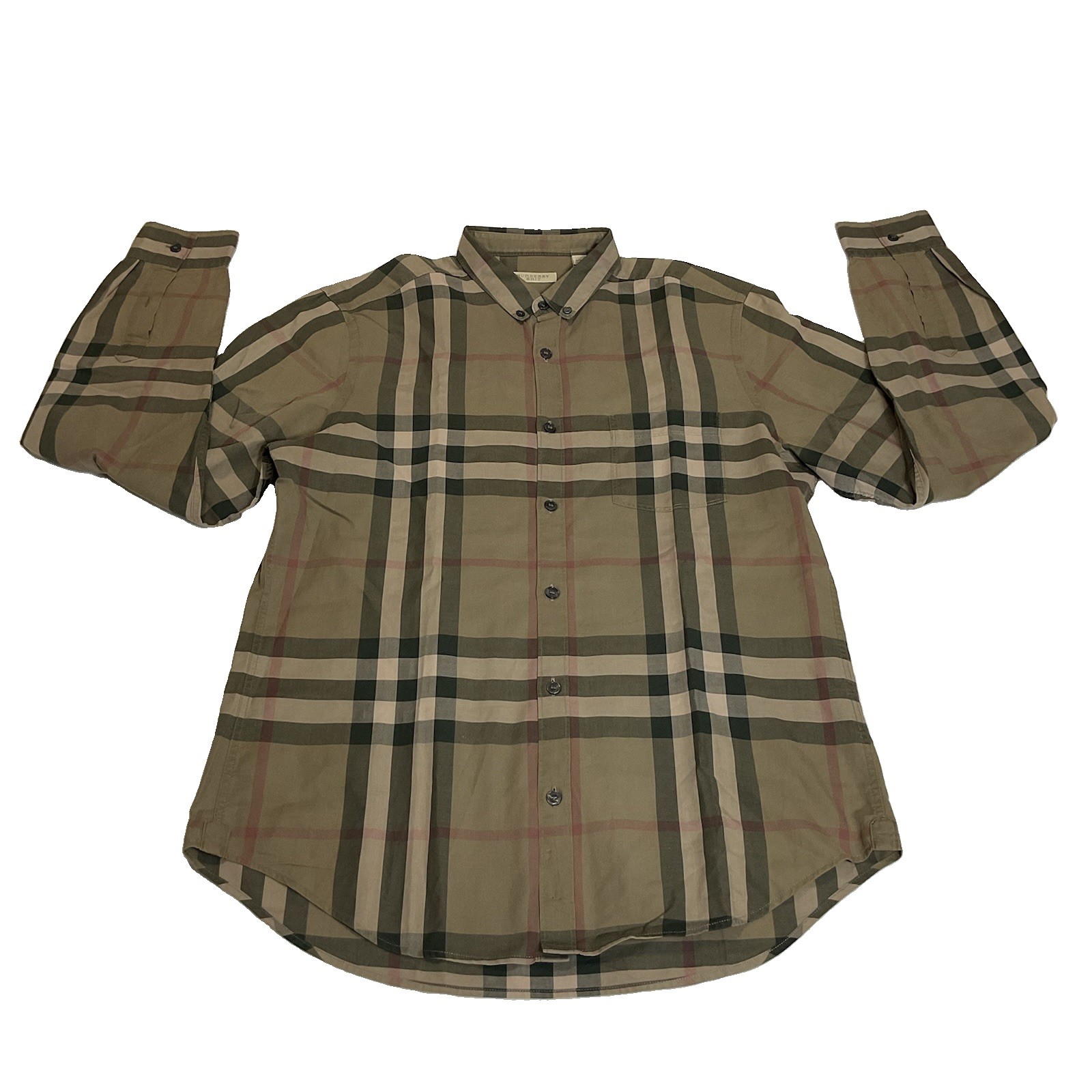 BURBERRY Shirt Check Men Size Medium Beige Color Way