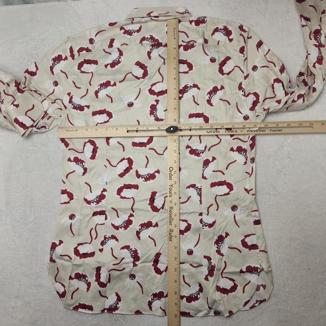 Richfresh Shirt Mens Medium White Floral Rayon Button-Up Regular Casual Spring