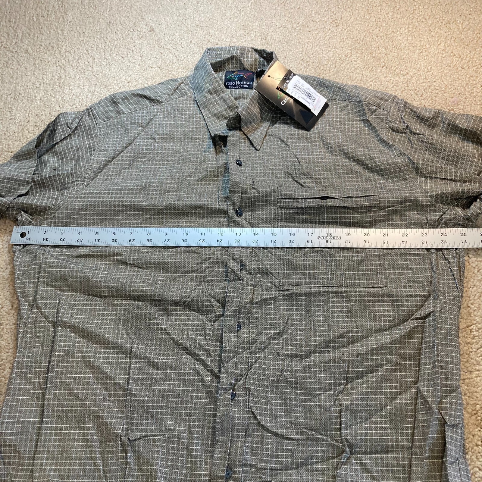NEW Greg Norman Mens Button Up Shirt Long Sleeve Brown Green Tan Size L – NWT