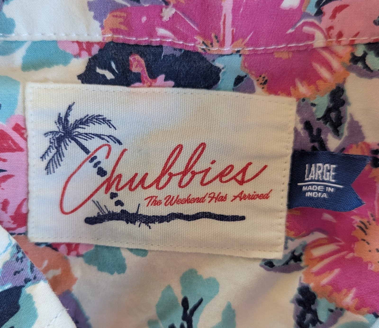 Chubbies The Wedding Crasher Popover Shirt Pink Floral Hawaiian Size Large