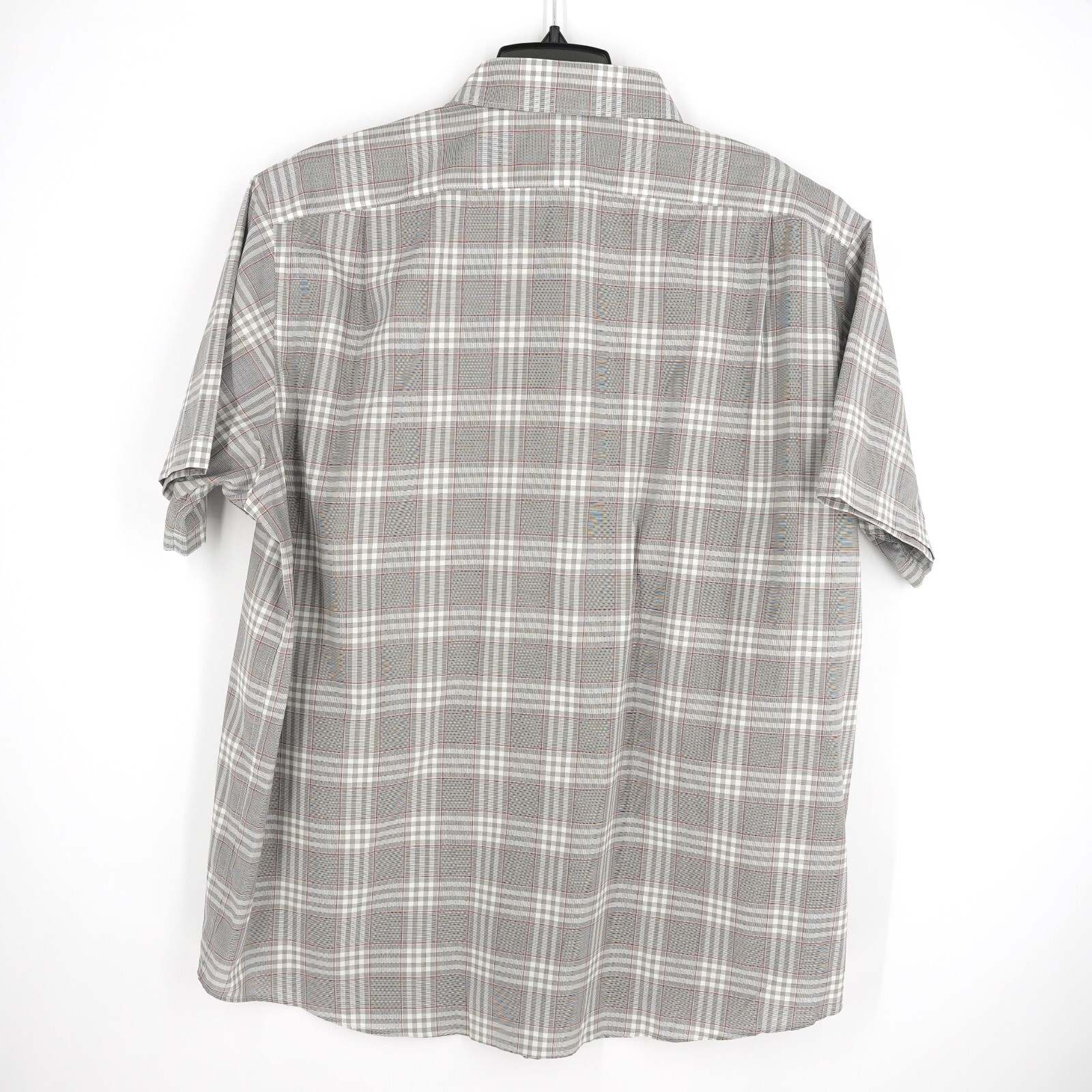 Hart Schaffner Marx Men’s Short-Sleeve Shirt XL Gray Red White Check NWT $89.50