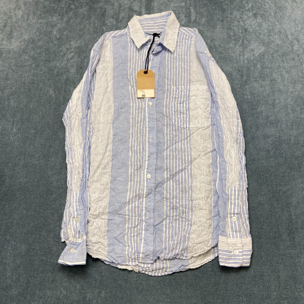 Civilianaire Shirt Mens XS Blue White Striped Chest Pocket Long Sleeve Button Up