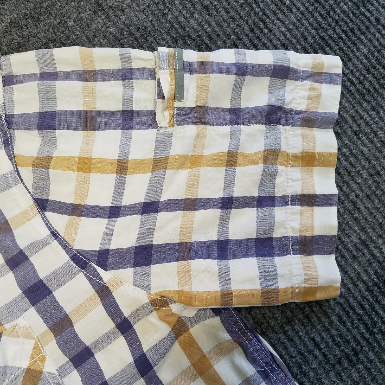 Gramicci Shirt Mens Large White Blue Tattersall Plaid Button Up Original Freedom