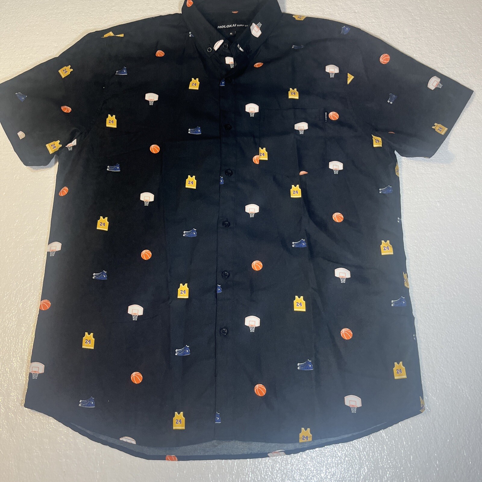Molokai Surf co Shirt Mens XL Kobe Bryant Black AOP Button down Fun Skate