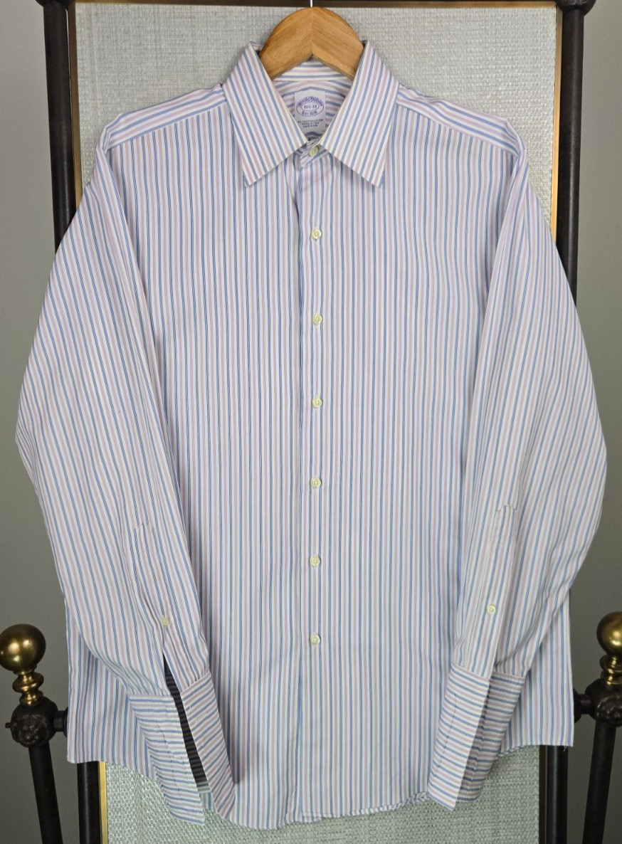 BROOKS BROTHERS VTG Made in USA Mens 15.5/33 French Cuff Dress Shirt Lilac Blue