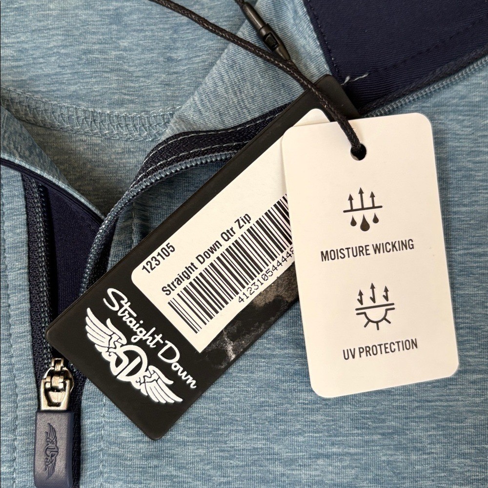 Straight Down Oceanside 1/4 Zip Performance Golf UV Protection Blue Mens XXL