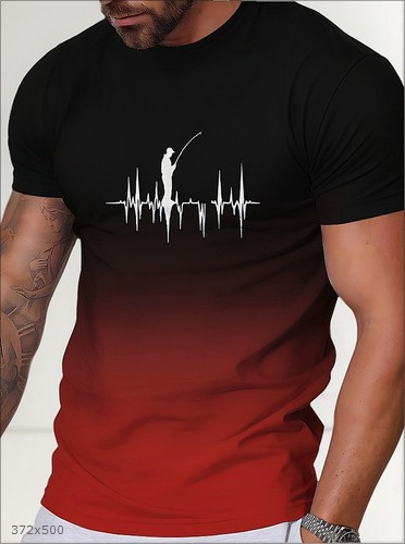 Gradient fashion print short-sleeve T-shirt
